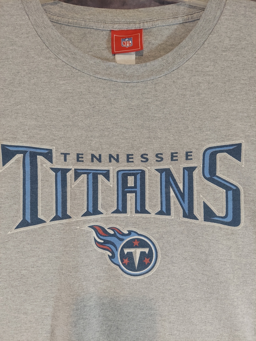 Vintage NFL Tennessee Titans Graphic Tee Men’s XXL Two-Tone Grey Navy Blue GUC
